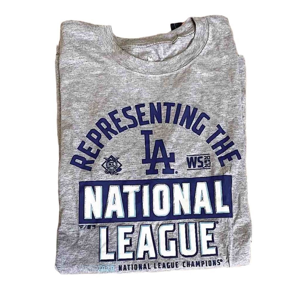 2020 World Series LA Dodgers Men’s XXL NL Champs Grey Short Sleeve MLB Baseball